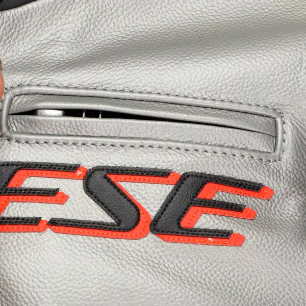 Dainese Racing 5 Leather Silver Black Red Fluo