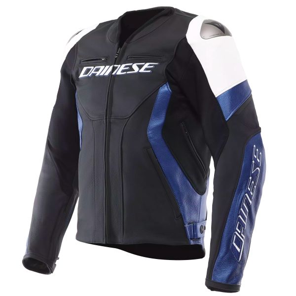 Blouson Moto Dainese Racing 5 Leather White Blue Black