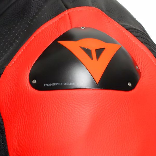 Dainese Racing 5 Perf Leather Black Red Fluo