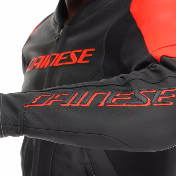Dainese Racing 5 Perf Leather Black Red Fluo