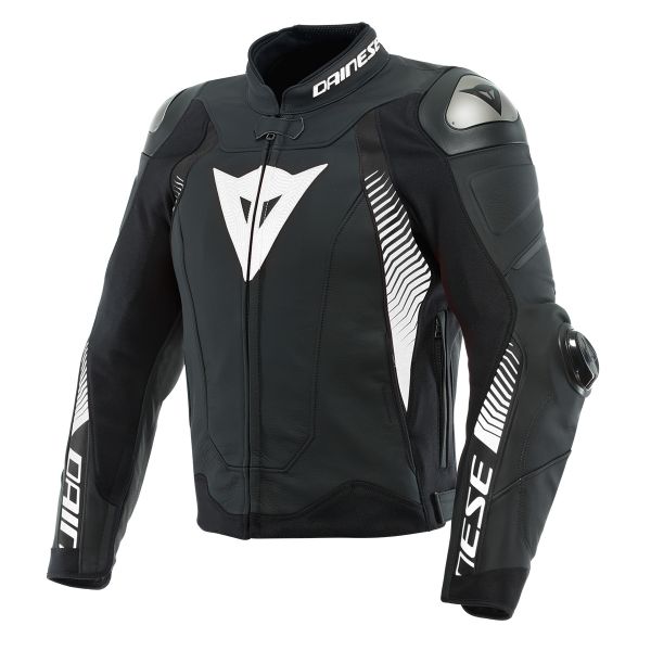 Blouson Moto Dainese Super Speed 4 Leather Black Matt White Blouson Moto Dainese Super Speed 4 Leather Black Matt White