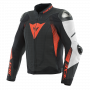 Blouson Moto Dainese Super Speed 4 Leather Perf Black Matt White Fluo Red