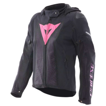 Blouson Moto Dainese Super Sprint Air Tex Woman Black Pink Viola