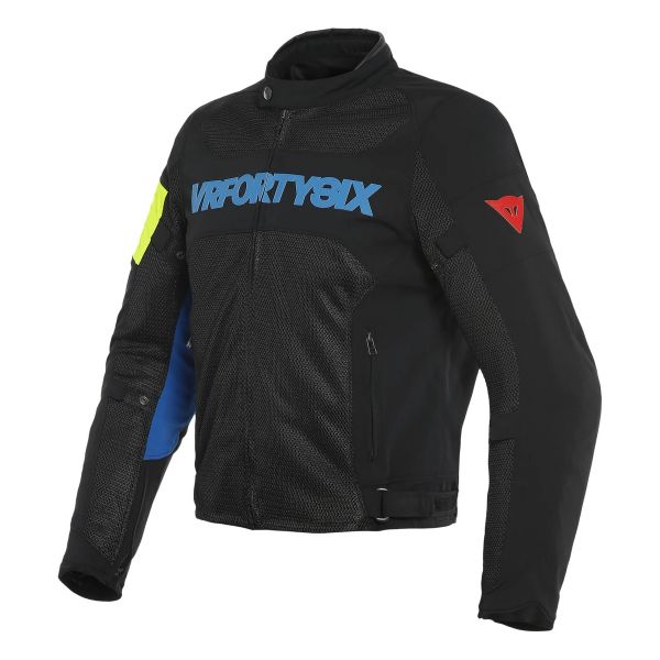 Blouson Moto Dainese VR46 Grid Air Black Princess Blue Fluo Yellow