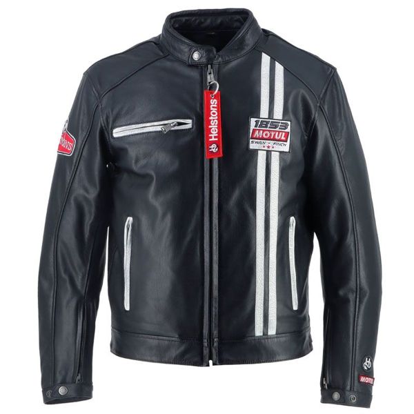 Blouson Moto Helstons Boxer Leather Rag Black White