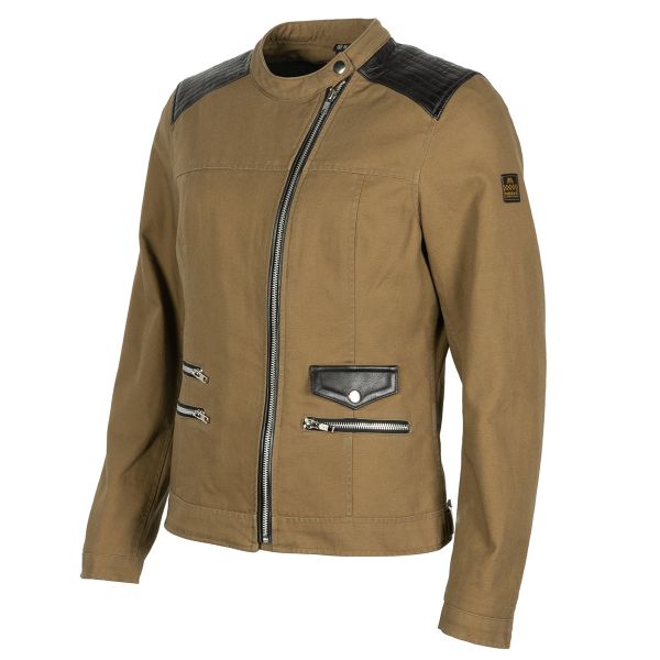 Blouson Moto Helstons Cher Coton Leather Kraft Brown