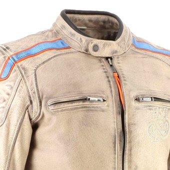 Helstons Clubman Leather Beige Orange Sky Blue