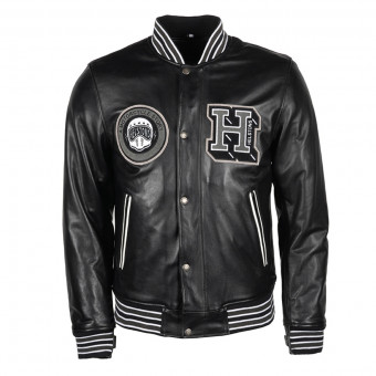 Blouson Moto Helstons College Leather Rag Black