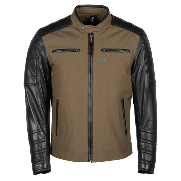 Blouson Moto Helstons Cruiser Textile Leather Kaki Brown
