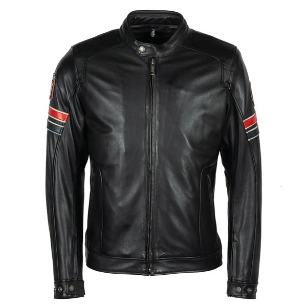 Blouson Moto Helstons Elron Leather Rag Black