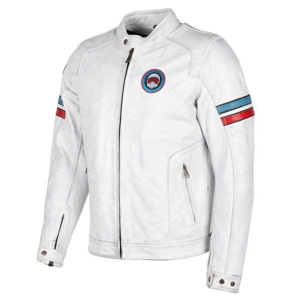 Blouson Moto Helstons Elron Leather Rag White