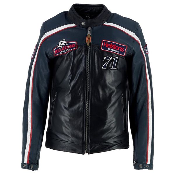 Blouson Moto Helstons Formula Sport Leather Blue Black