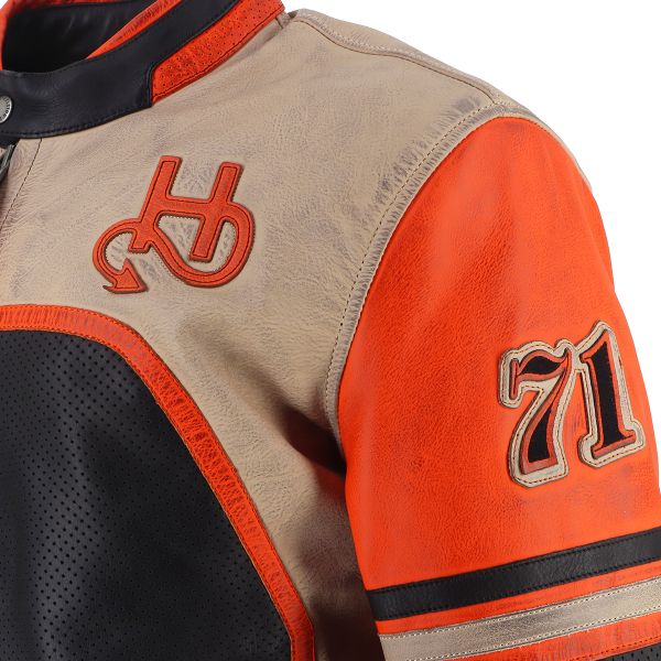 Helstons Indianapolis Air Leather Noir Beige Orange