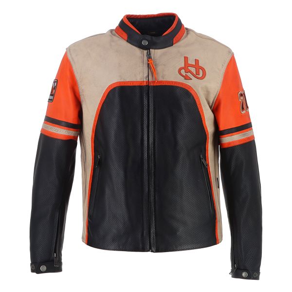 Helstons Indianapolis Air Leather Noir Beige Orange