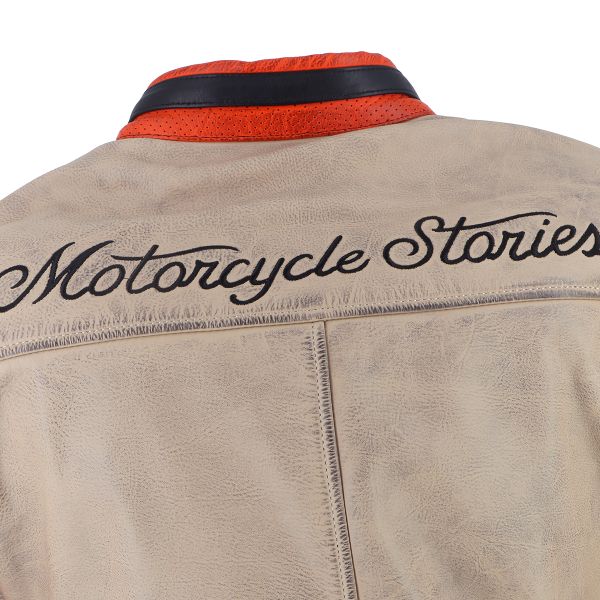 Helstons Indianapolis Air Leather Noir Beige Orange