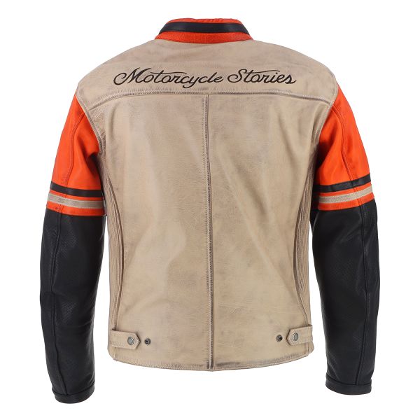 Helstons Indianapolis Air Leather Noir Beige Orange