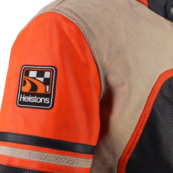 Helstons Indianapolis Air Leather Noir Beige Orange