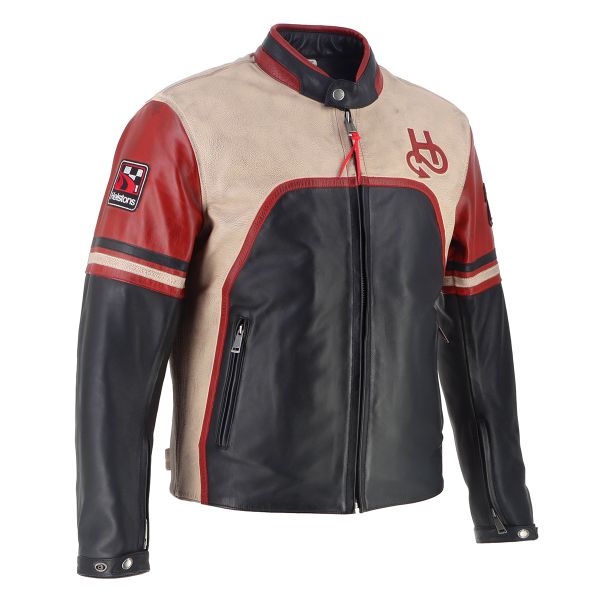 Helstons Indianapolis Leather Noir Beige Rouge