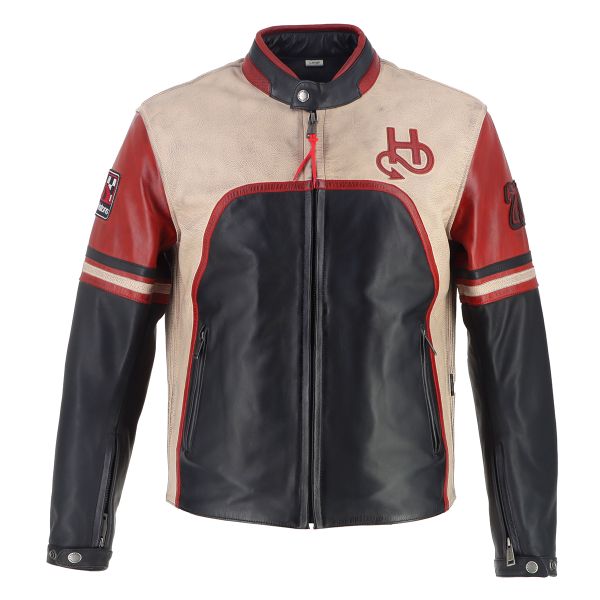 Helstons Indianapolis Leather Noir Beige Rouge