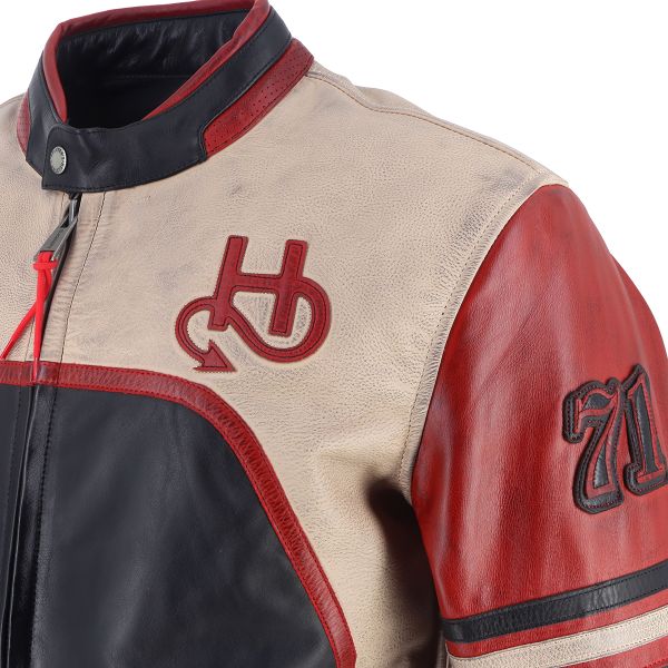 Helstons Indianapolis Leather Noir Beige Rouge