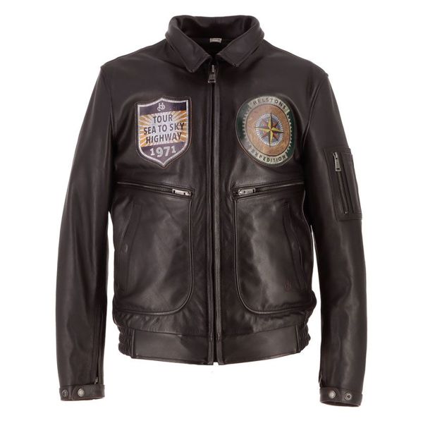 Blouson Moto Helstons Jet Force Leather Rag Brown