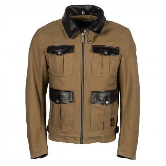 Blouson Moto Helstons Joey Coton Leather Kraft Brown