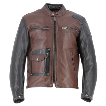 Blouson Moto Helstons Johnson Leather Rag Tan Black Blouson Moto Helstons Johnson Leather Rag Tan Black