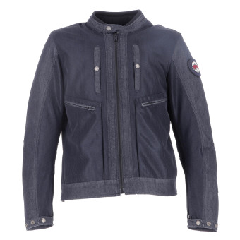 Blouson Moto Helstons Raid Air Coton Denim Mesh Blue