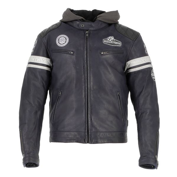 Blouson Moto Helstons Riposte Leather Buffalo Blue
