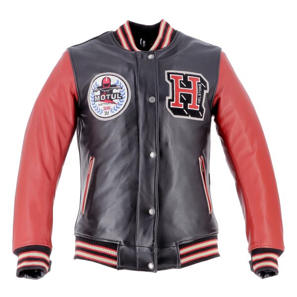 Blouson Moto Helstons Student Motul Leather Black Red Blouson Moto Helstons Student Motul Leather Black Red
