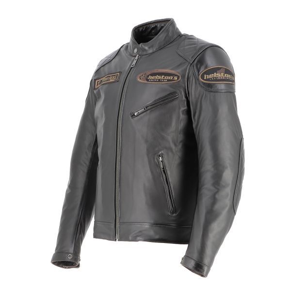 Blouson Moto Helstons Trevor Leather Rag Brown Black