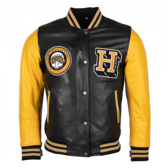 Blouson Moto Helstons University Leather Lady Black Yellow