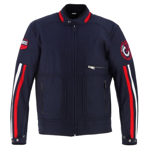 Blouson Moto Helstons Vulcan Blue Red Beige