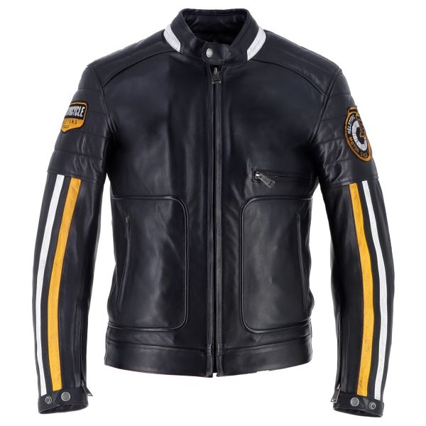 Blouson Moto Helstons Vulcan Leather Rag Black Jaune