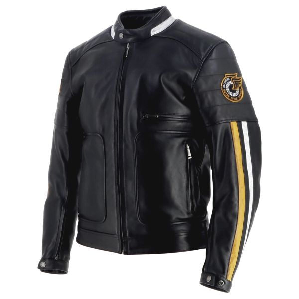 Helstons Vulcan Leather Rag Black Jaune
