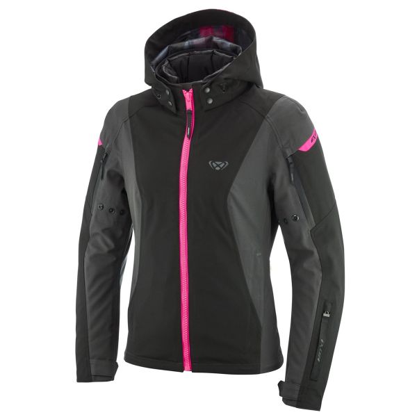 Blouson Moto Ixon Burning Lady Anthracite Black Pink