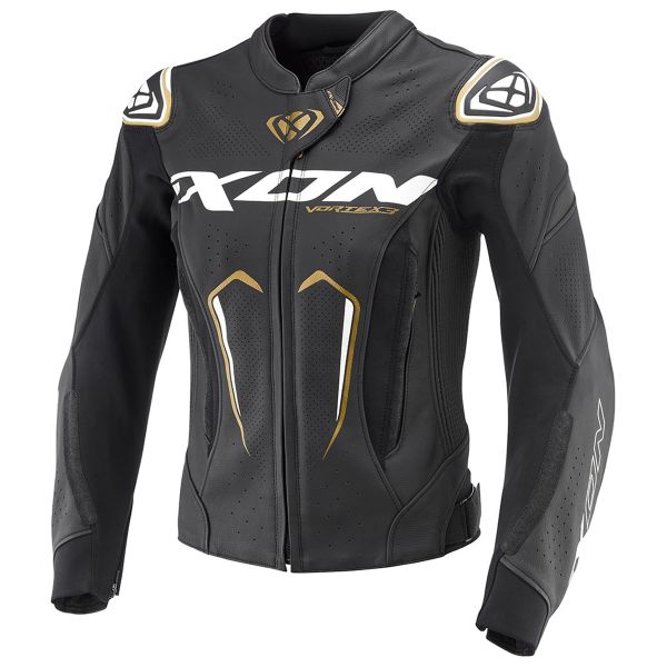 Blouson Moto Ixon Vortex 3 Jacket Lady Black White Gold