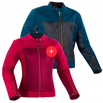 Blouson Moto Segura Duo Oskar Marine + Lady Oskar Burgundy