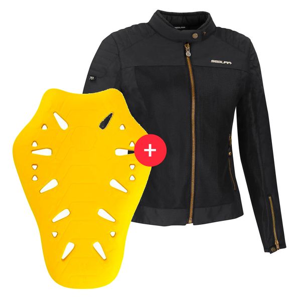 Blouson Moto Segura Lady Oskar Black + Flex Omega Dorsale Level 2