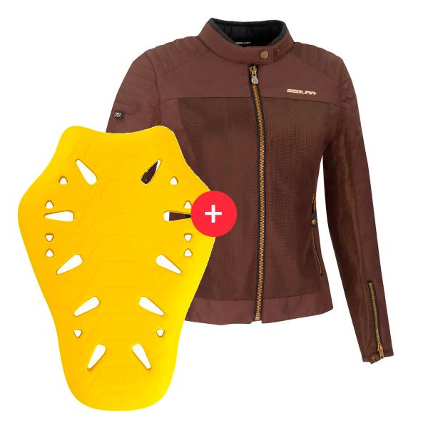 Blouson Moto Segura Lady Oskar Brown + Flex Omega Dorsale Level 2