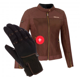 Blouson Moto Segura Lady Oskar Brown + Maverick Brown Black