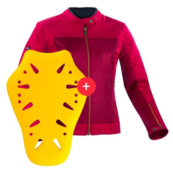 Blouson Moto Segura Lady Oskar Burgundy + Flex Omega Dorsale Level 2