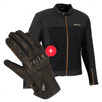 Blouson Moto Segura Oskar Black + Swan Black
