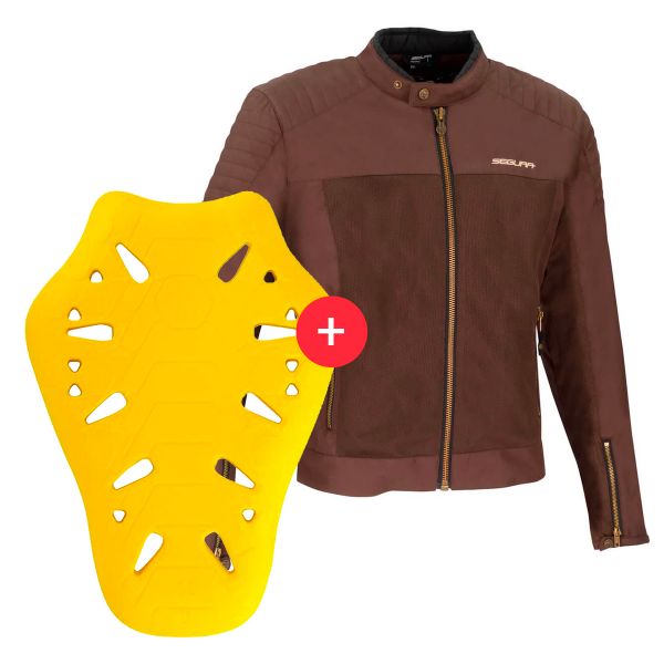 Blouson Moto Segura Oskar Brown + Flex Omega Dorsale Level 2