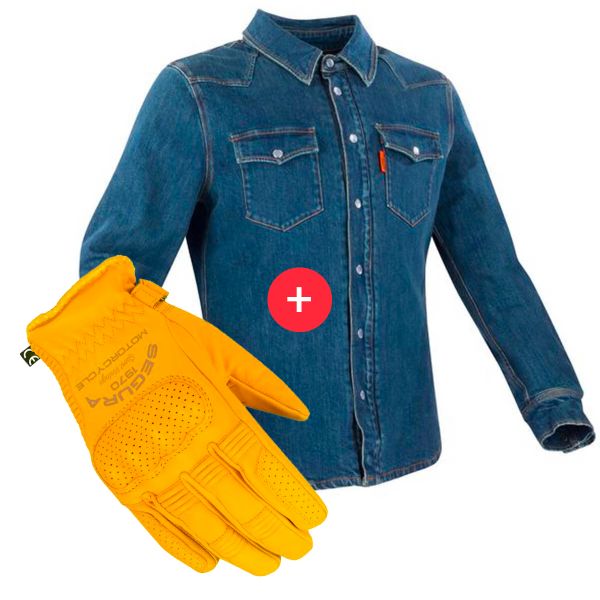 Blouson Moto Segura Terence Blue + Cassidy Beige