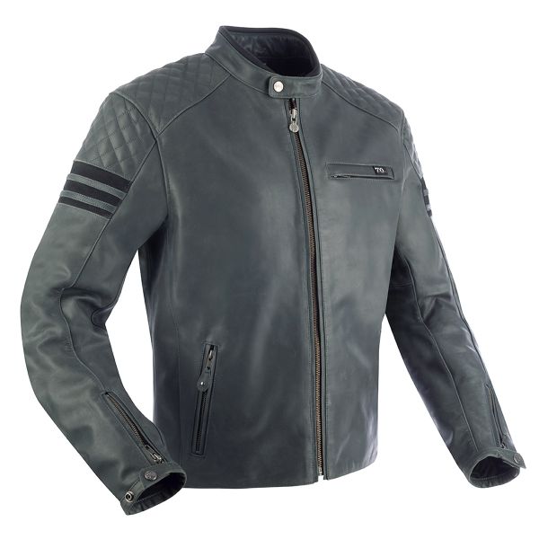 Blouson Moto Segura Track Leather Grey Black