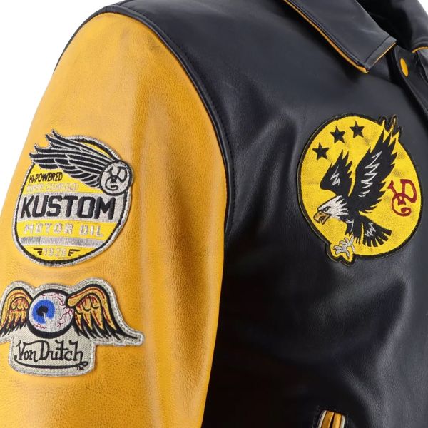 Von Dutch Brooklyn Leather Wash Black Yellow