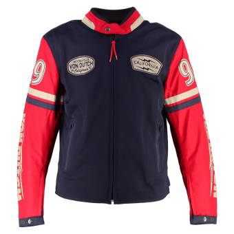 Blouson Moto Von Dutch California Air Mesh Blue Red Beige