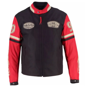 Blouson Moto Von Dutch California Blue Red Beige