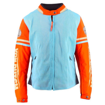 Blouson Moto Von Dutch California Girl Air Mesh Blue Sky Orange Beige